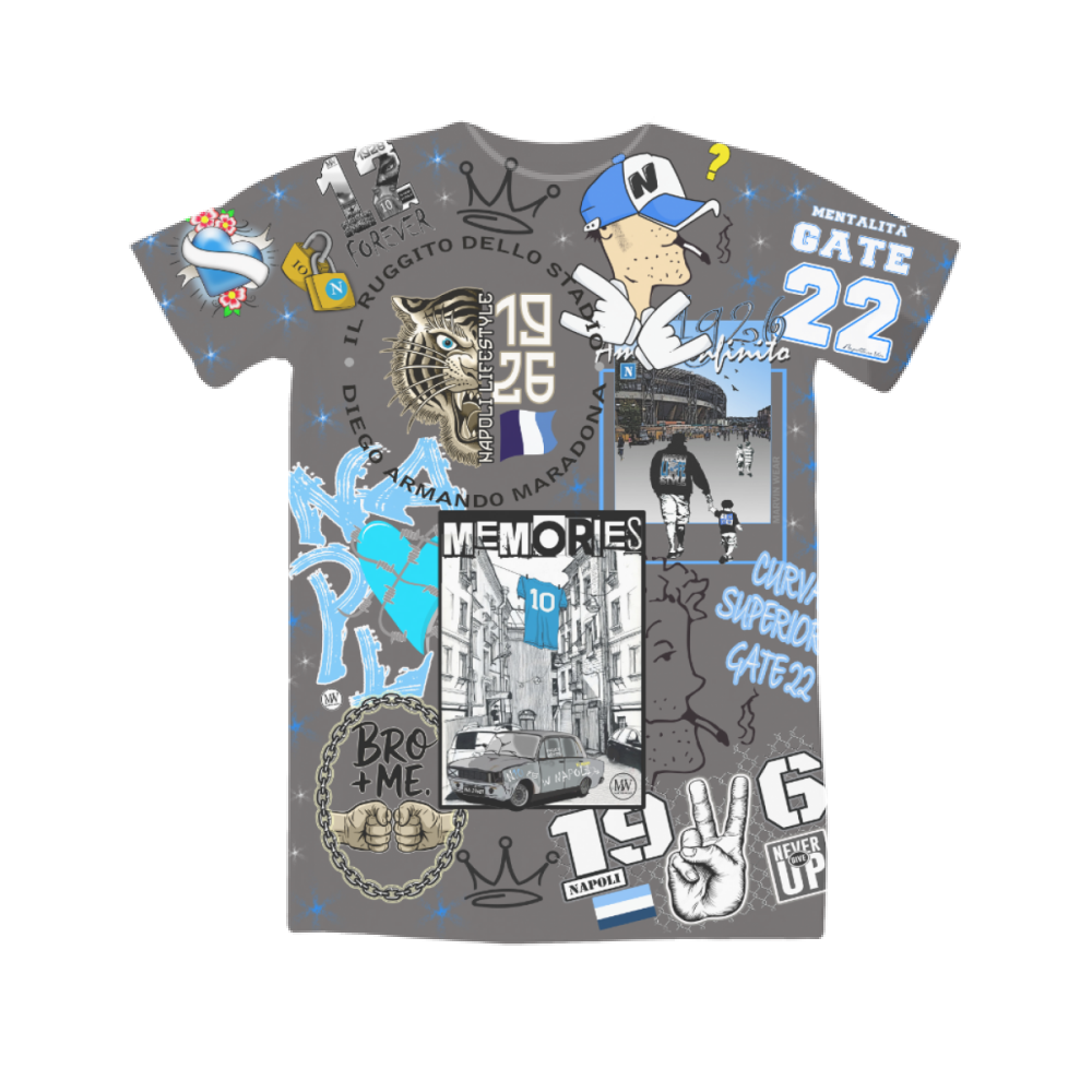 All Over T-Shirt Unisex EMOZIONI DEI CUORI  AZZURRI