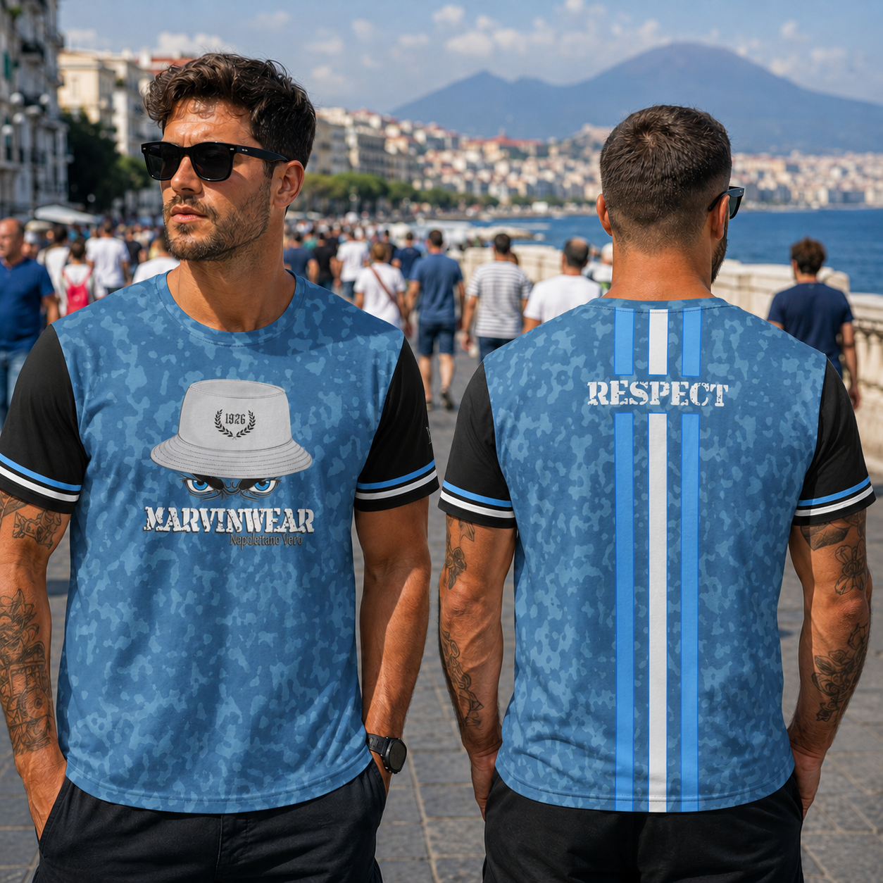 T-Shirt All-Over Uomo Napoli — Napoletano Vero blu