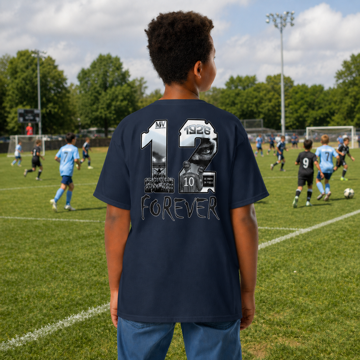 T-shirt organico bambini Napoli — 12 Uomo Wear Black Forever