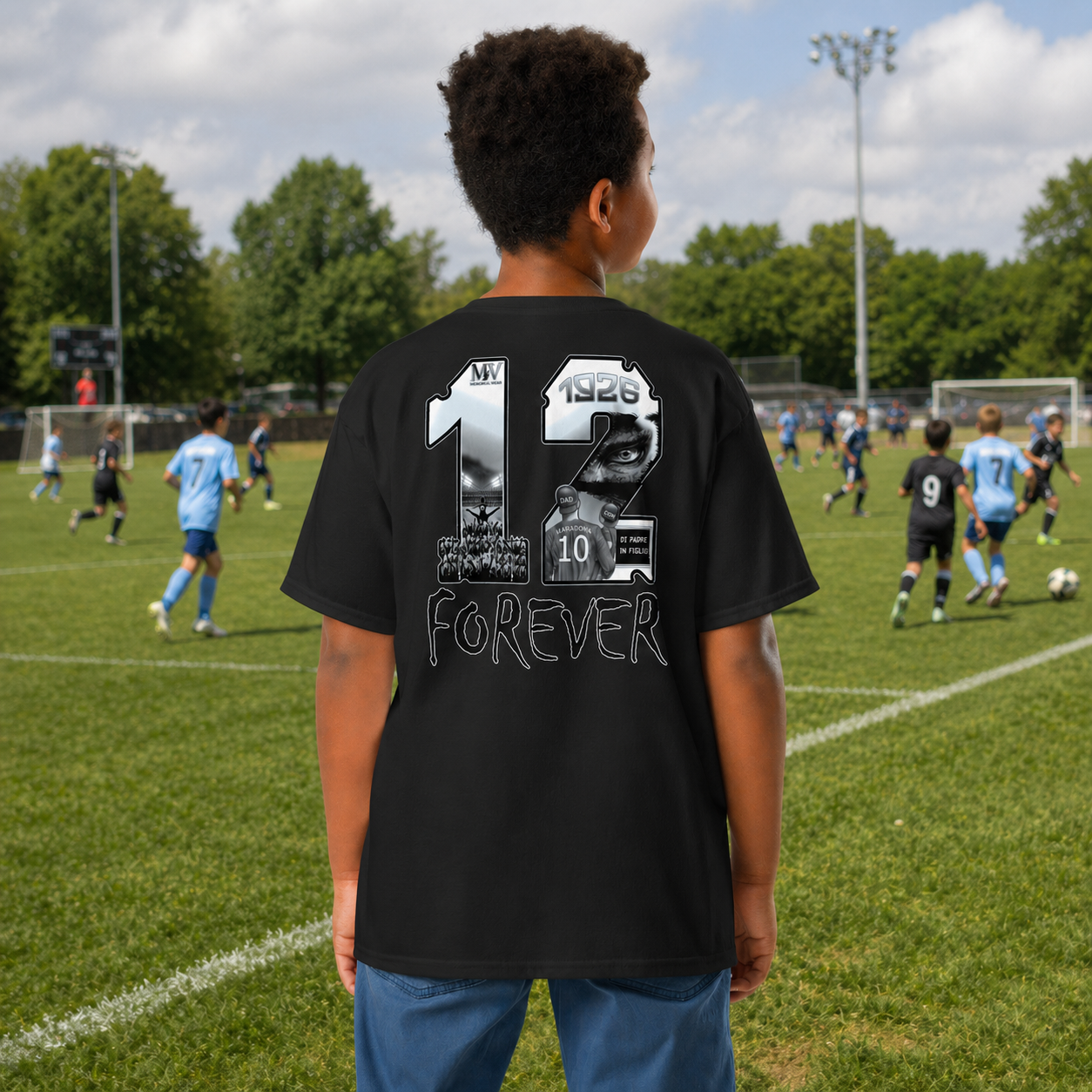 T-shirt organico bambini Napoli — 12 Uomo Wear Black Forever
