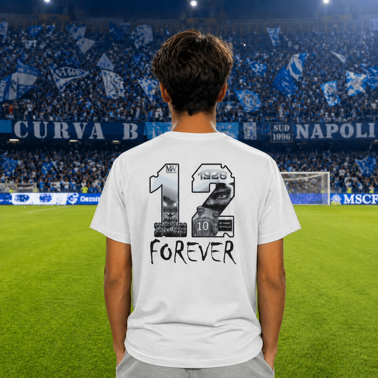 T-shirt ragazzi Napoli — 12 Uomo Wear Black Forever