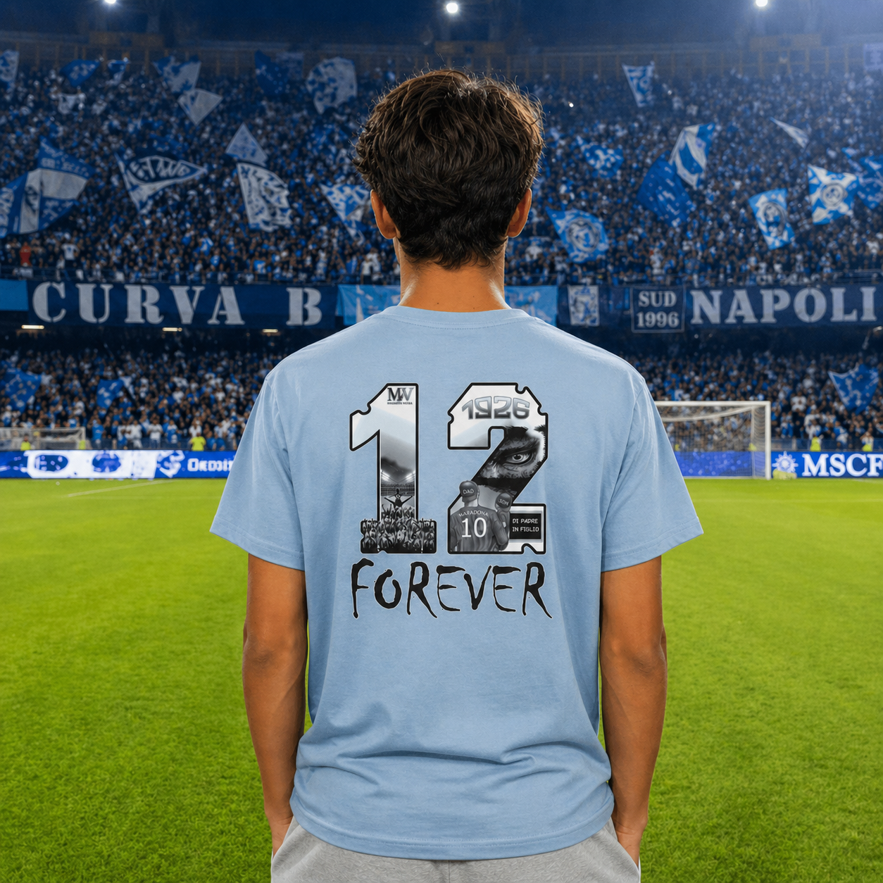 T-shirt ragazzi Napoli — 12 Uomo Wear Black Forever