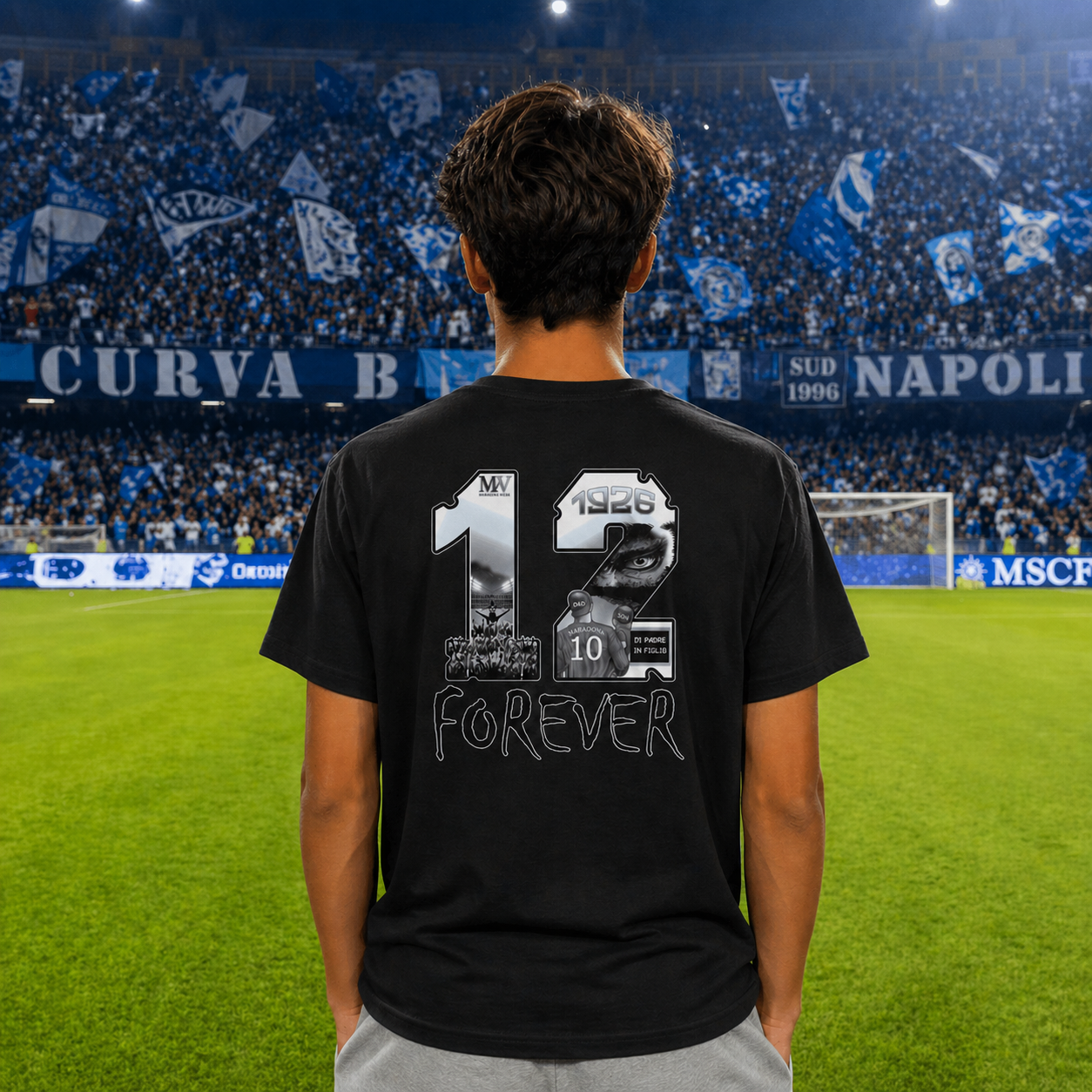 T-shirt ragazzi Napoli — 12 Uomo Wear Black Forever