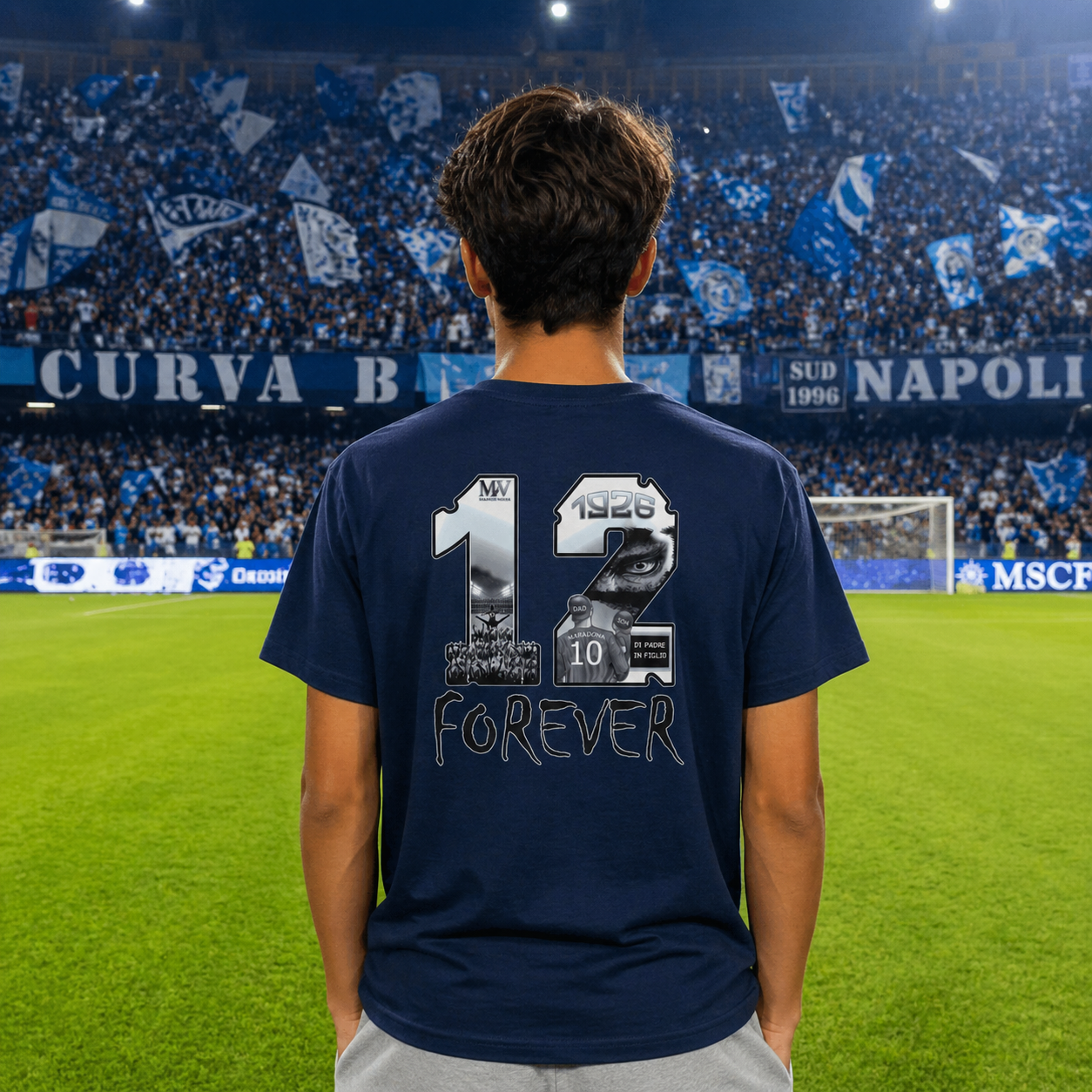 T-shirt ragazzi Napoli — 12 Uomo Wear Black Forever
