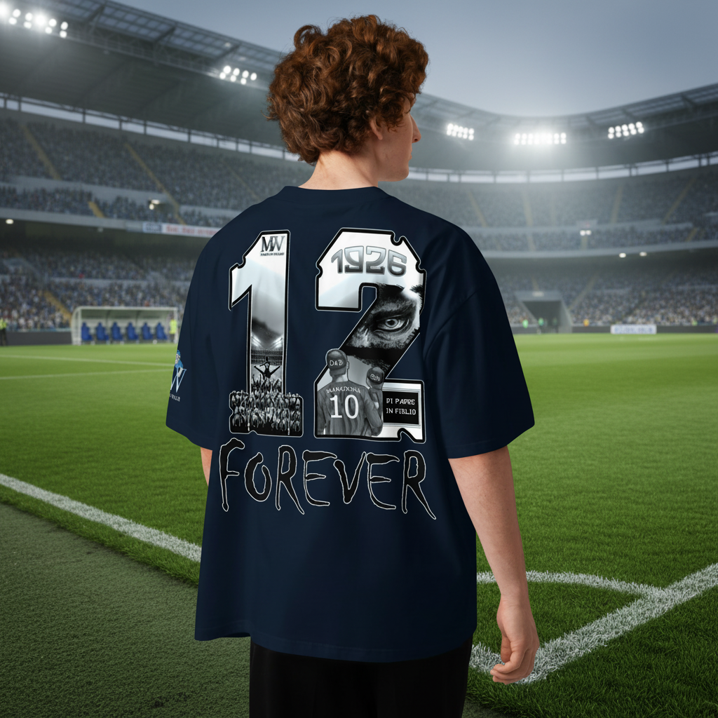 T-shirt oversize organica unisex —12 Uomo Wear Black Forever