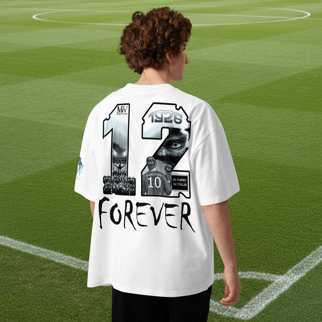 T-shirt oversize organica unisex —12 Uomo Wear Black Forever